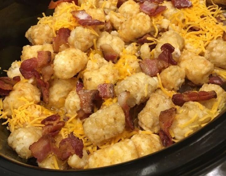 Crock Pot Cheesy Chicken Tater Tot Casserole