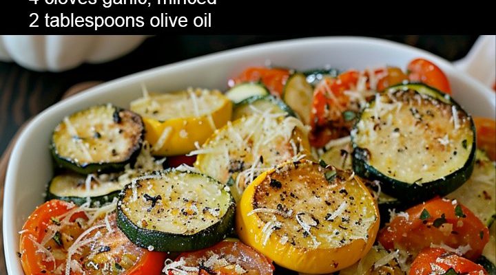 Roasted Garlic-Parmesan Zucchini, Squash, and Tomatoes