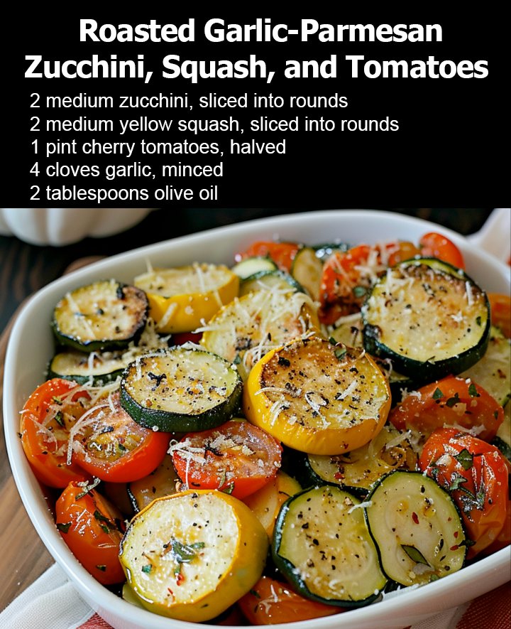 Roasted Garlic-Parmesan Zucchini, Squash, and Tomatoes