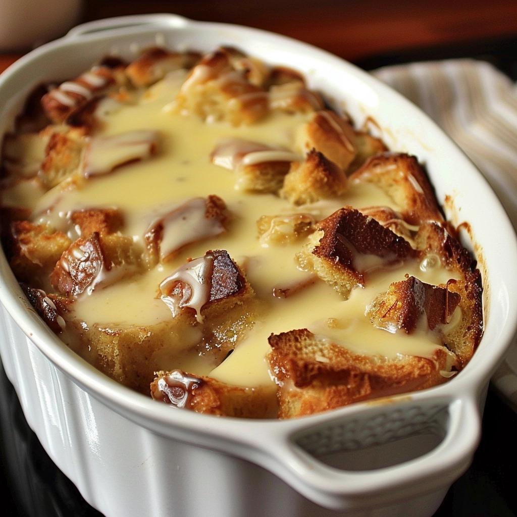 Grandma’s Old-Fashioned Bread Pudding with Vanilla Sauce!