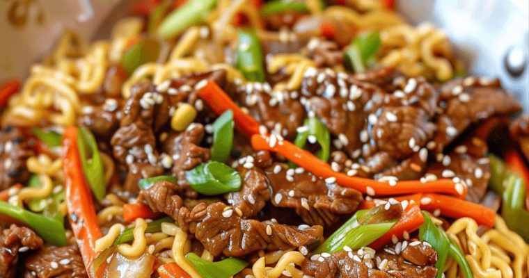 MONGOLIAN BEEF STIR-FRY WITH RAMEN