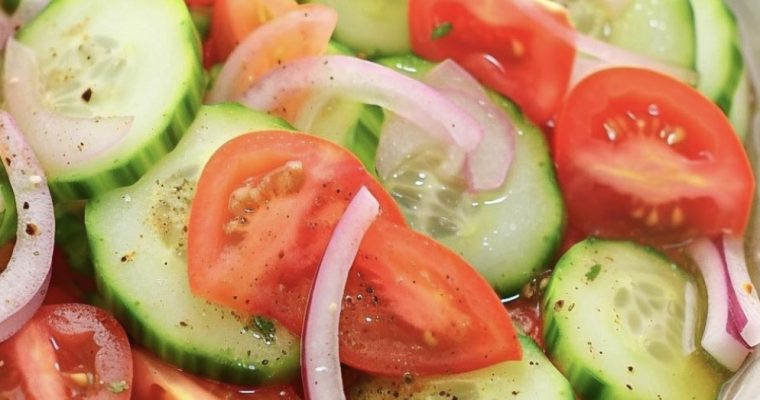 MARINATED CUCUMBERS, ONIONS & TOMATOES