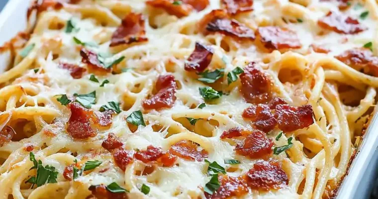 Bacon Cream Cheese Baked Spaghetti