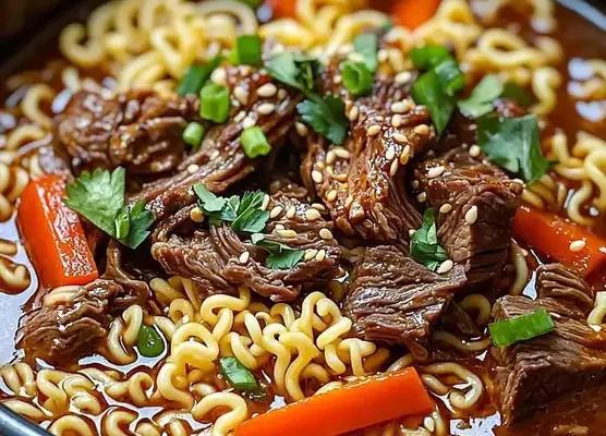 Slow Cooker Beef Ramen Noodles