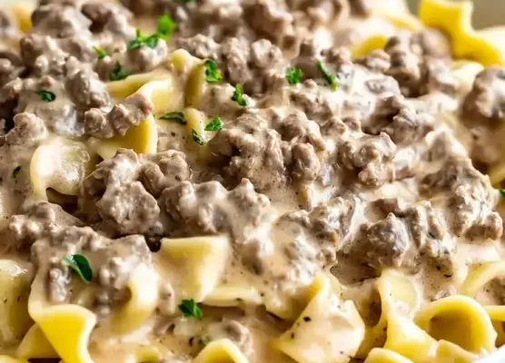 Slow Cooker Ground Beef Stroganoff