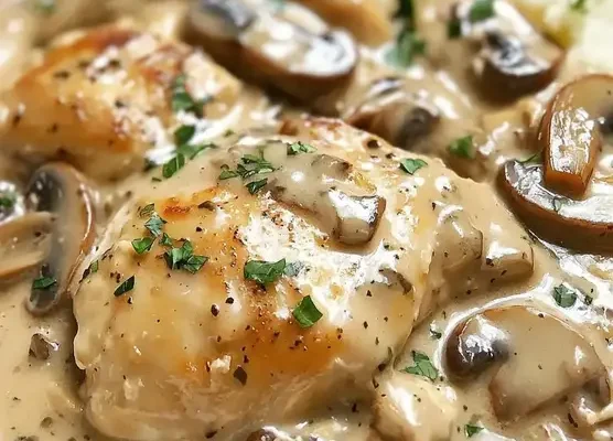 Slow Cooker Creamy Mushroom Chicken