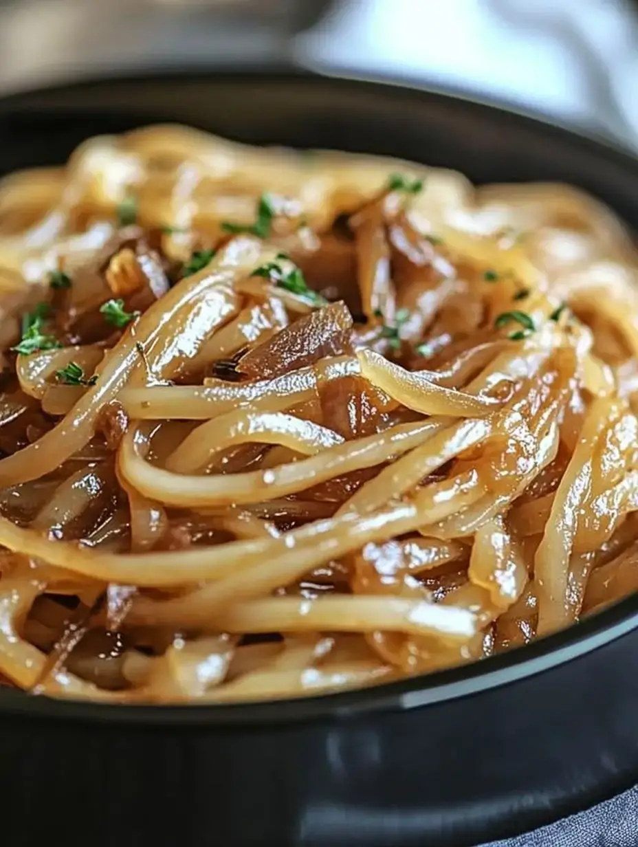 Slow Cooker Caramelized Onions Pasta