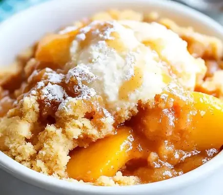 Easy Peasy Slow Cooker Peach Cobbler