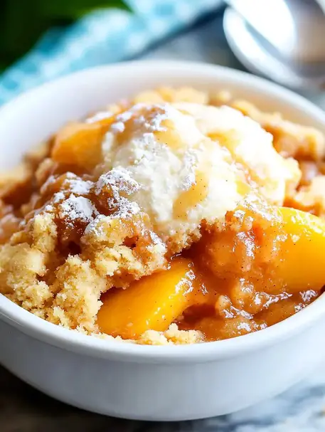 Easy Peasy Slow Cooker Peach Cobbler