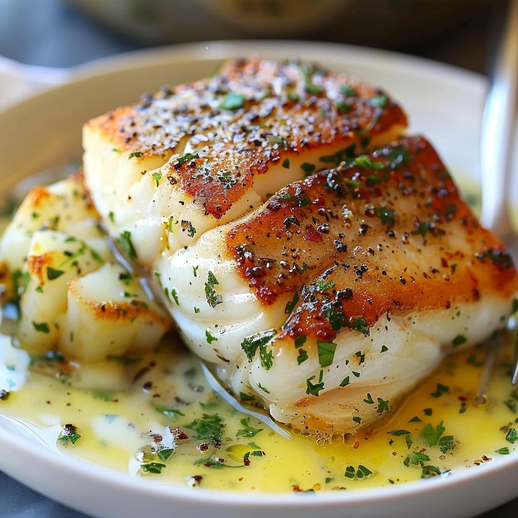 GOLDEN SEARED COD WITH HERB BUTTER SAUCE