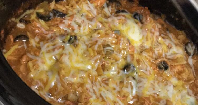 SLOW COOKER CHICKEN ENCHILADA CASSEROLE