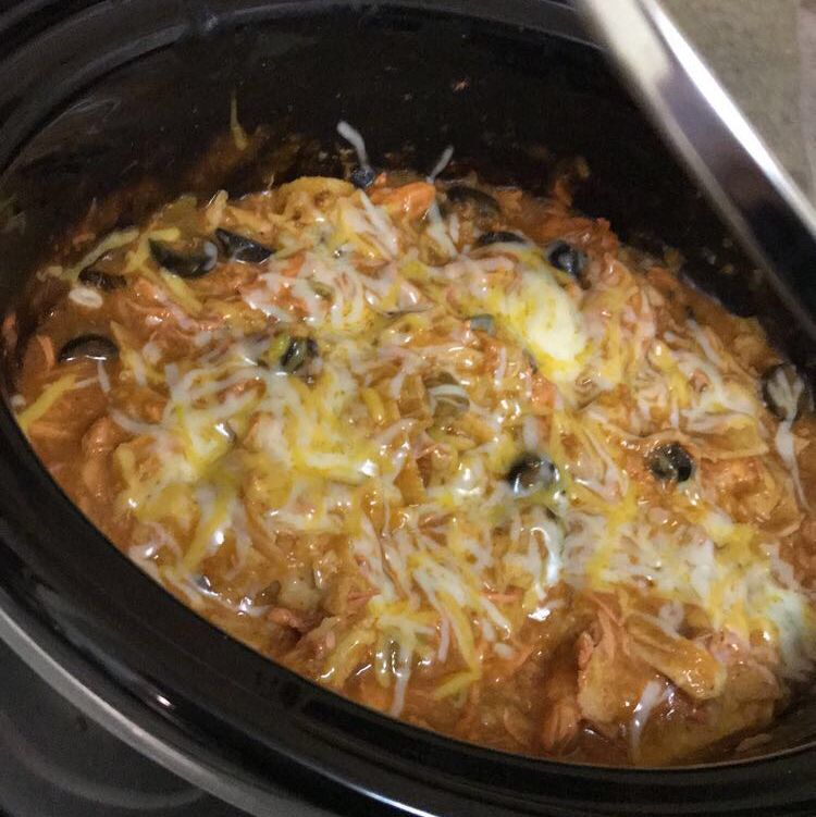 SLOW COOKER CHICKEN ENCHILADA CASSEROLE