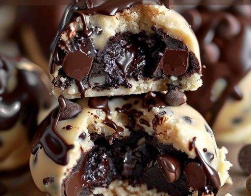 CHOCOLATE CHIP COOKIE DOUGH BROWNIE BOMBS