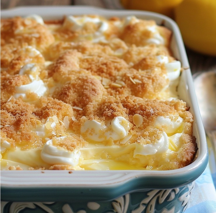 4-Ingredient Lemon Cream Cheese Dump Cake