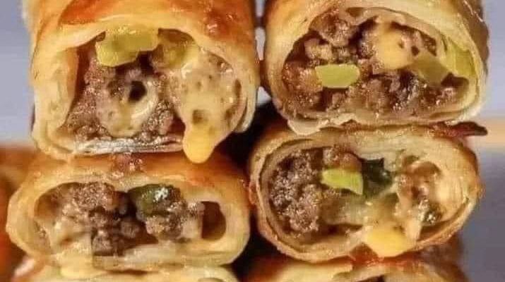 EASY AIR FRYER CHEESEBURGER EGG ROLLS