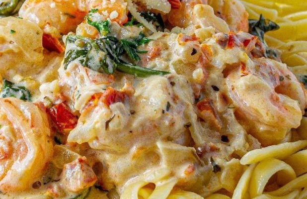 Cheesy Tuscan Shrimp