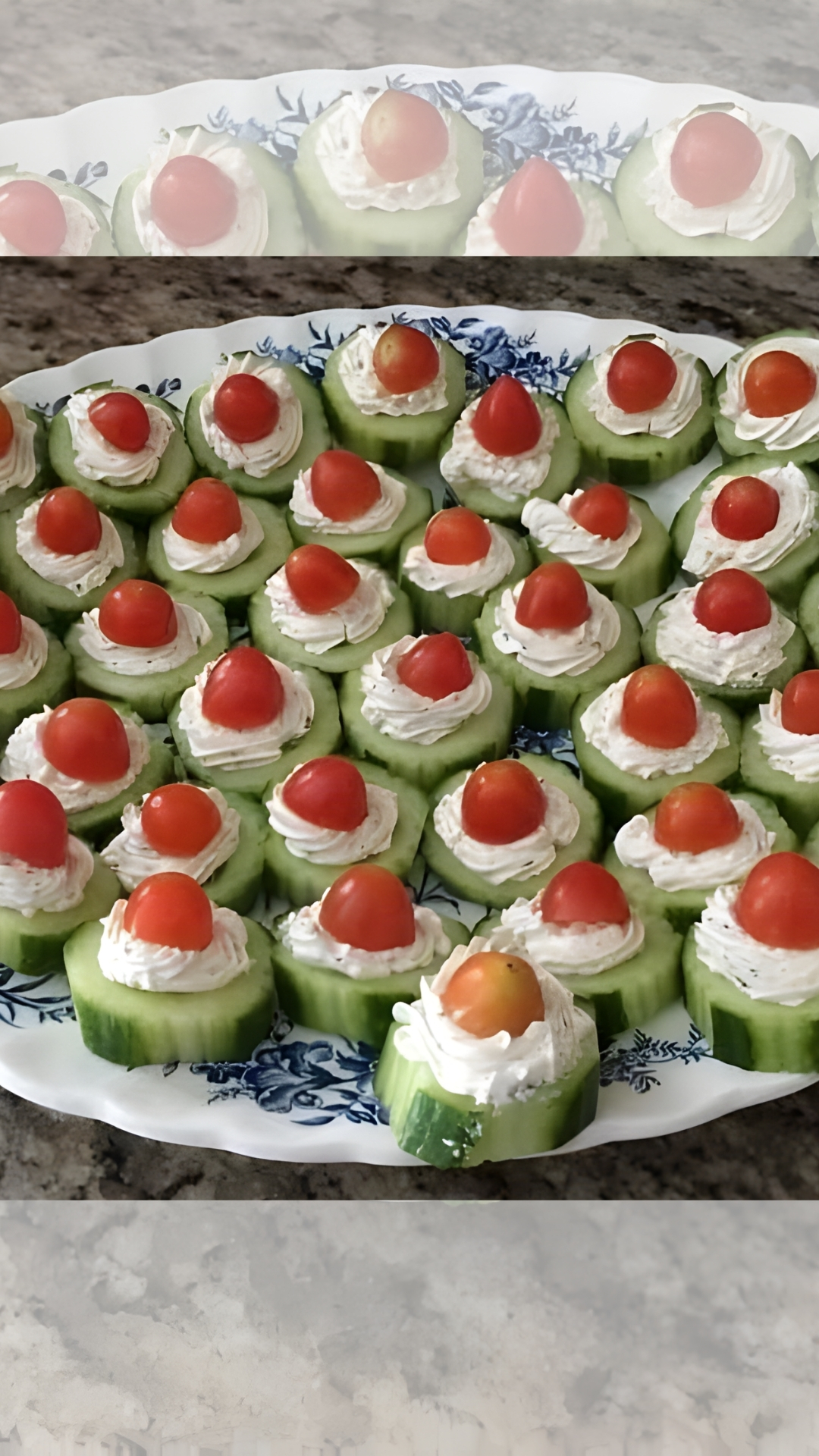 Cucumber Bites with Herbs Cream Cheese & Cherry Tomato
