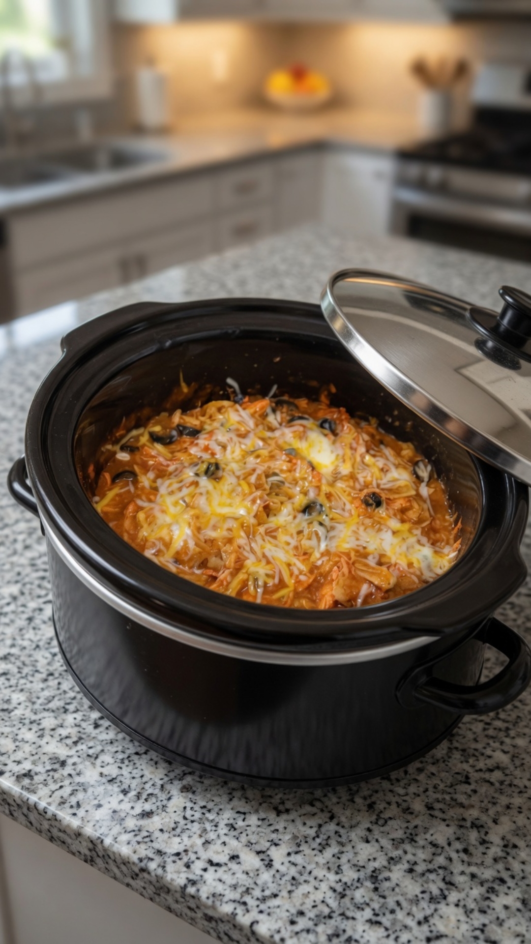 SLOW COOKER CHICKEN ENCHILADA CASSEROLE