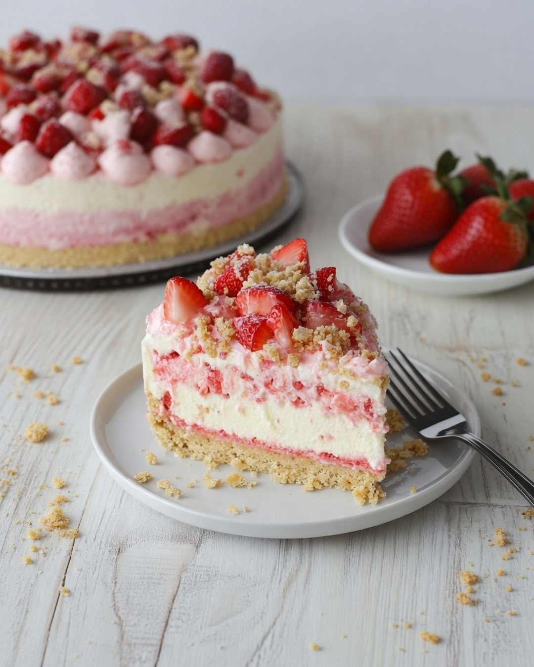 STRAWBERRY CRUNCH CHEESECAKE