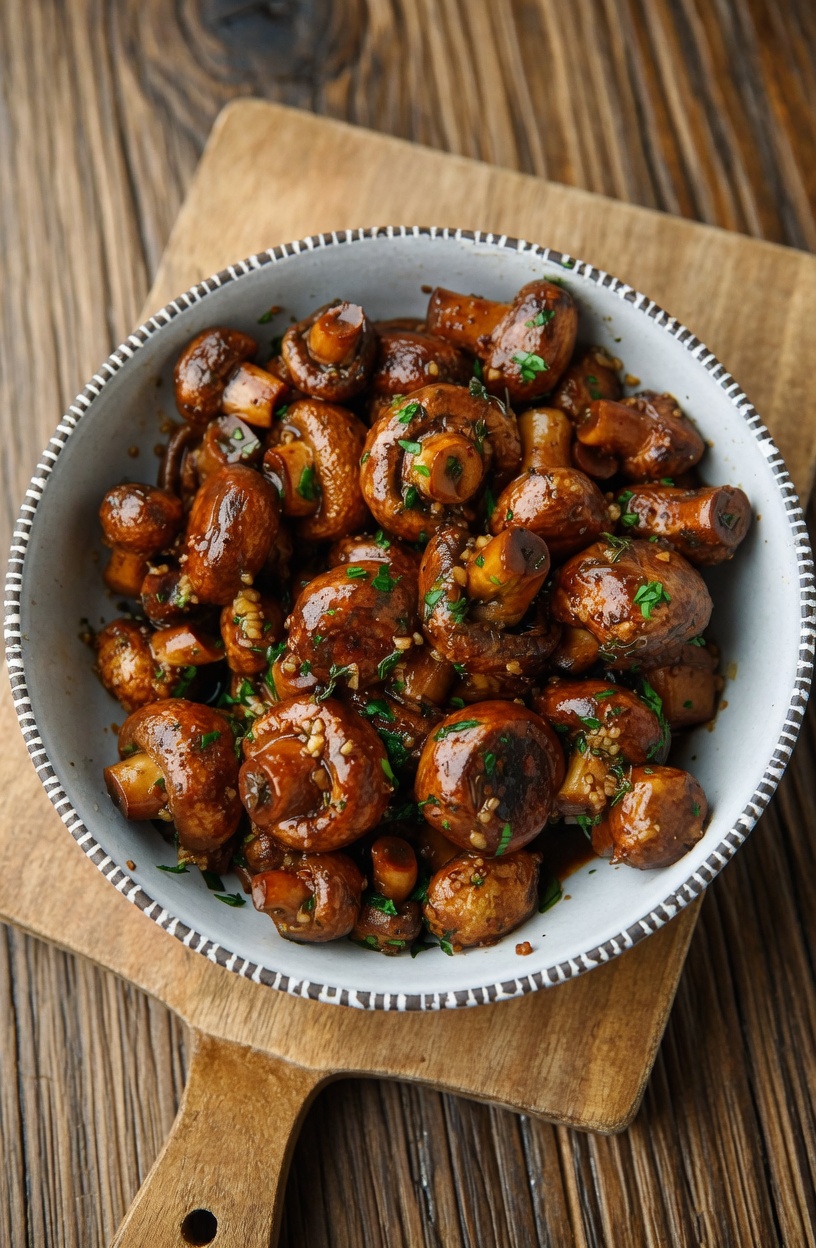 Balsamic Soy Roasted Garlic Mushrooms