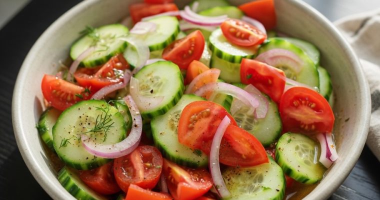 MARINATED CUCUMBERS, ONIONS & TOMATOES