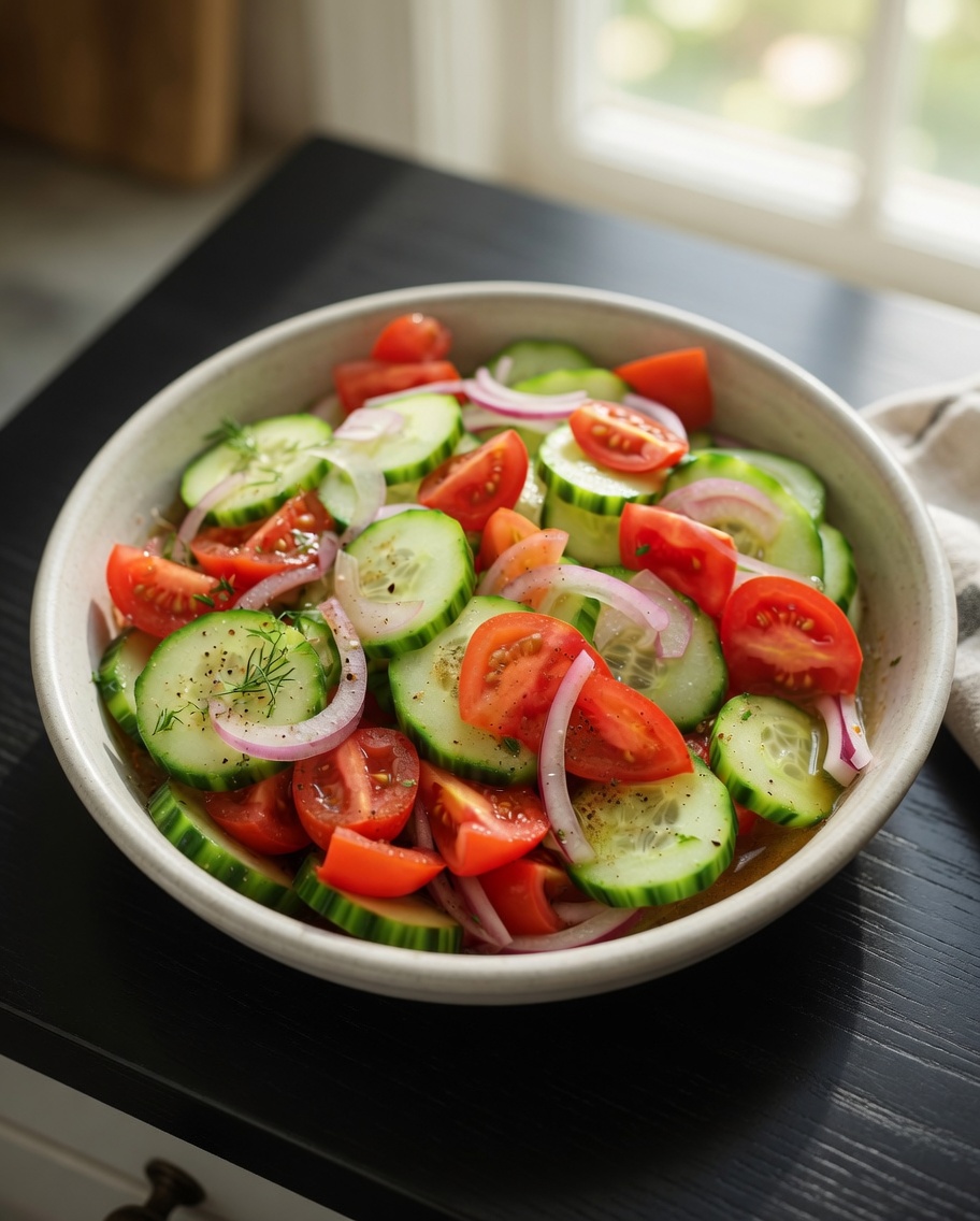 MARINATED CUCUMBERS, ONIONS & TOMATOES