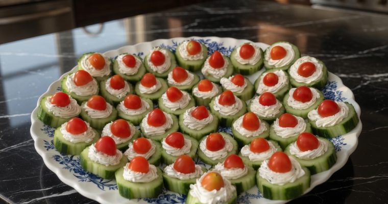 Cucumber Bites with Herbs Cream Cheese & Cherry Tomato
