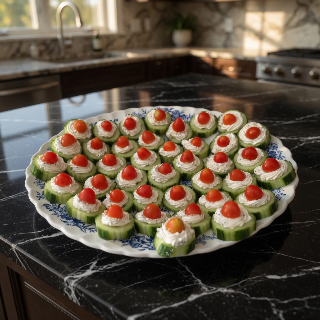 Cucumber Bites with Herbs Cream Cheese & Cherry Tomato