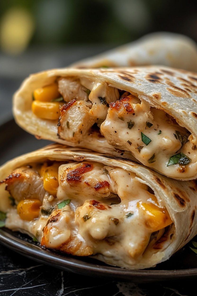Cheesy Garlic Chicken Wraps