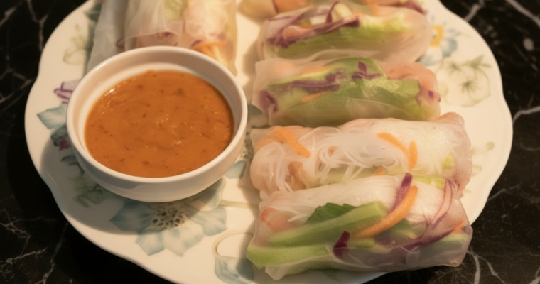 Thai Spring Rolls With Peanut Sauce