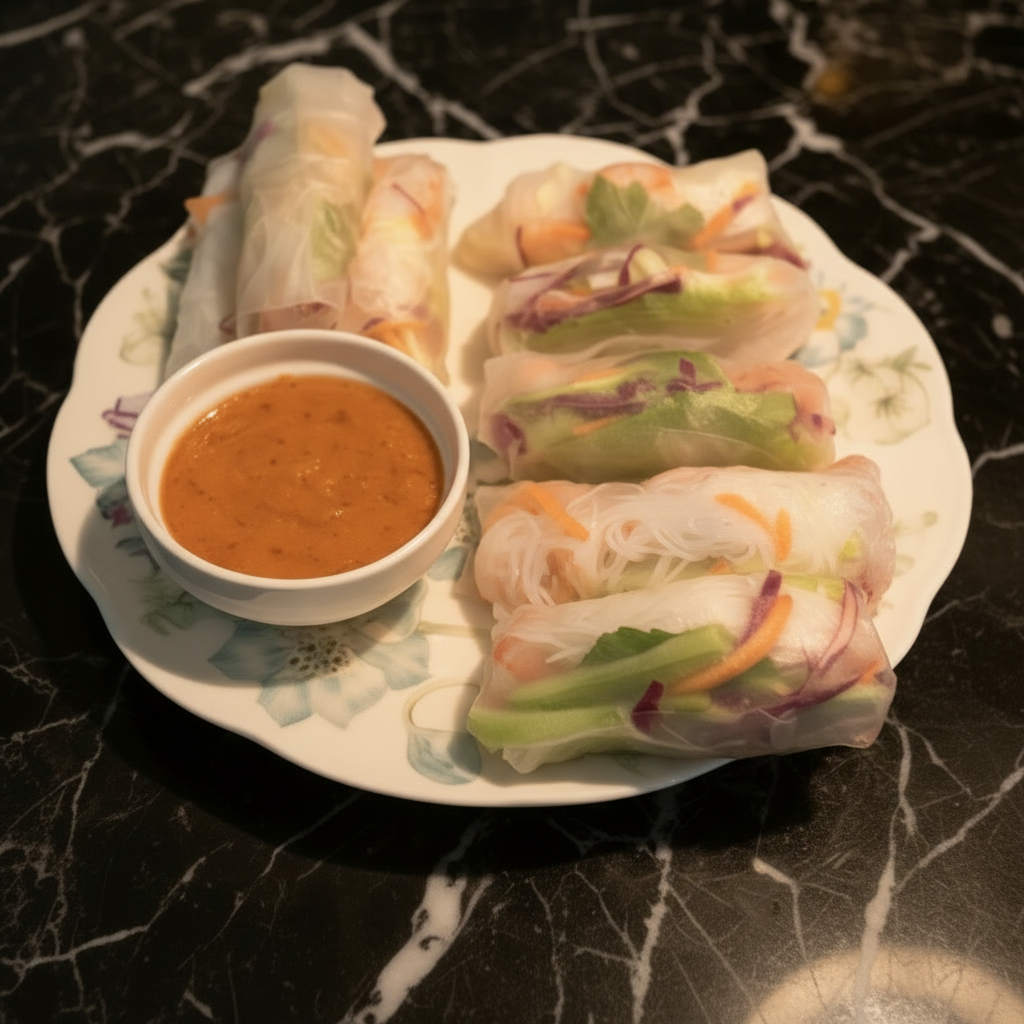 Thai Spring Rolls With Peanut Sauce