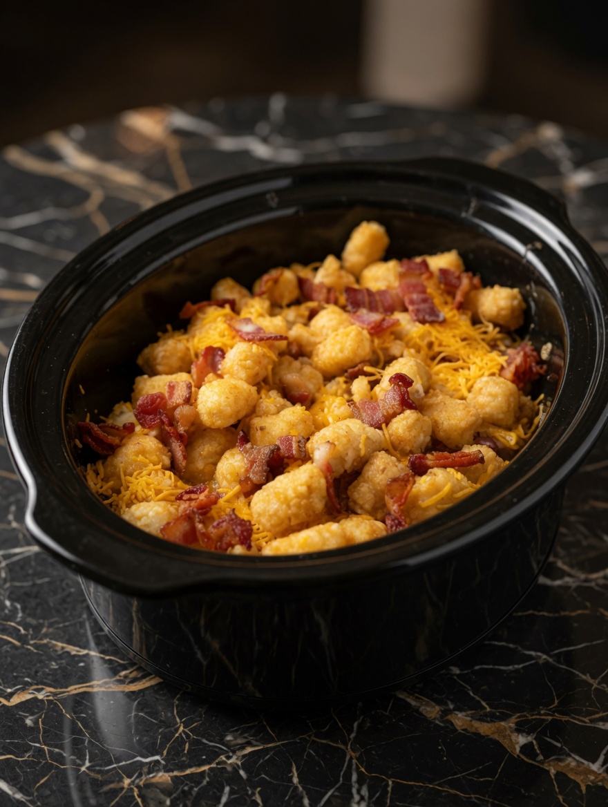 CHEESY CHICKEN TATER TOT IN THE CROCKPOT