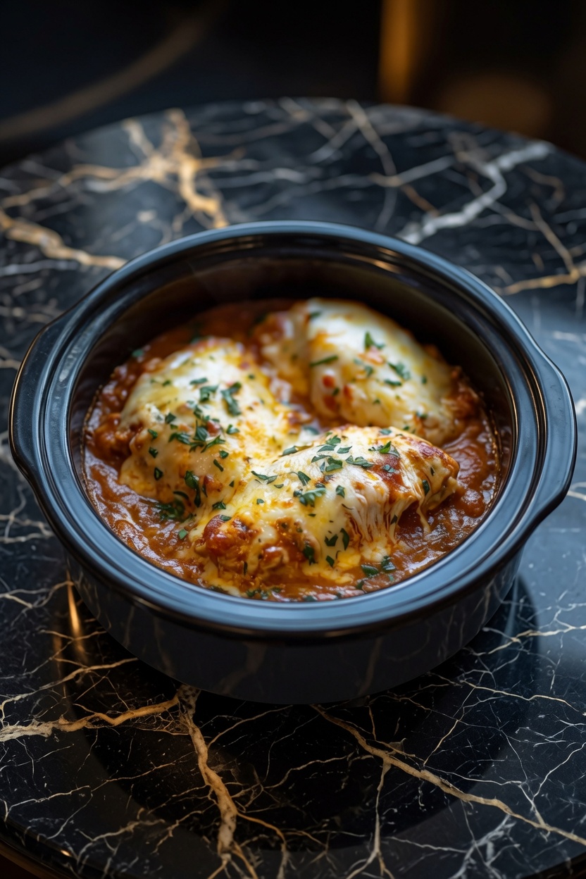 Slow Cooker Cheesy Mozzarella Chicken