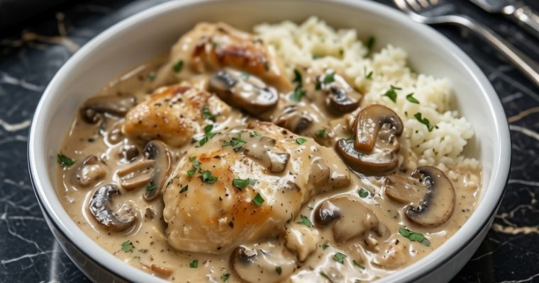 Slow Cooker Creamy Mushroom Chicken