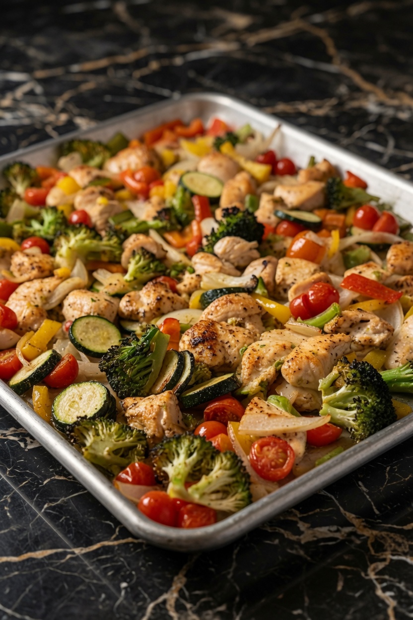 15 Minute Healthy Roasted Chicken and Veggies