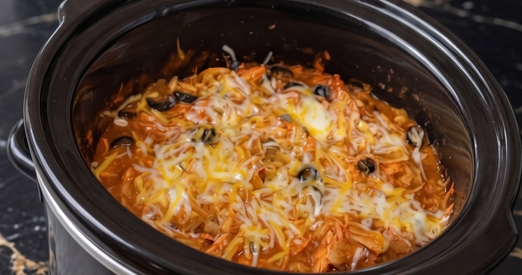 SLOW COOKER CHICKEN ENCHILADA CASSEROLE