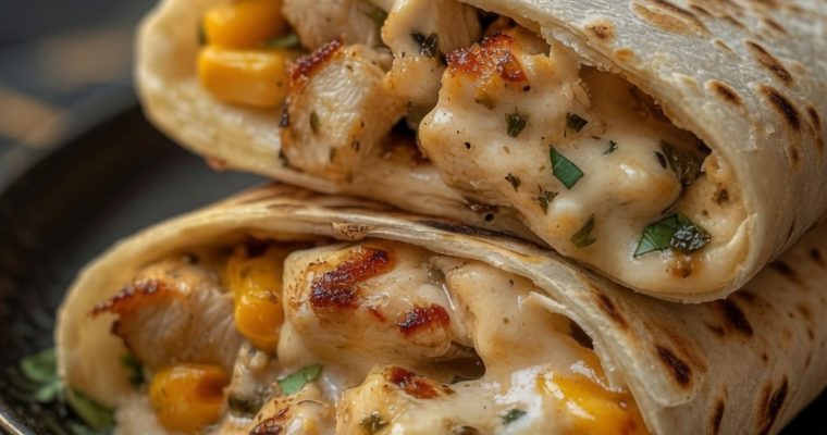 Cheesy Garlic Chicken Wraps