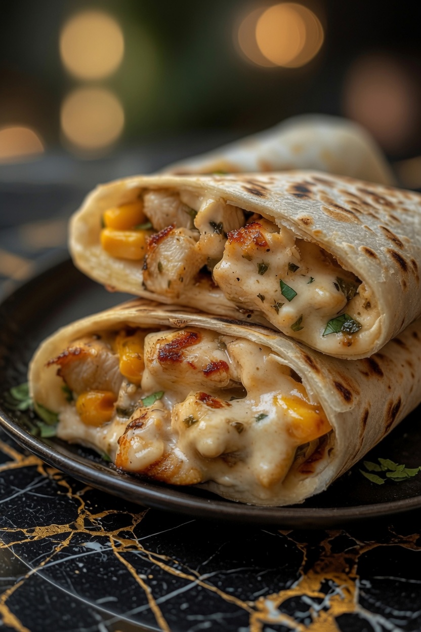 Cheesy Garlic Chicken Wraps