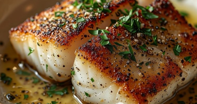 GOLDEN SEARED COD WITH HERB BUTTER SAUCE