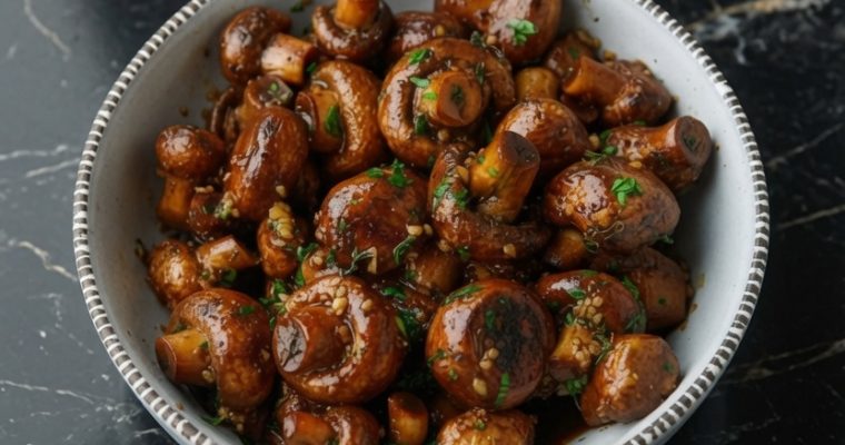 Balsamic Soy Roasted Garlic Mushrooms