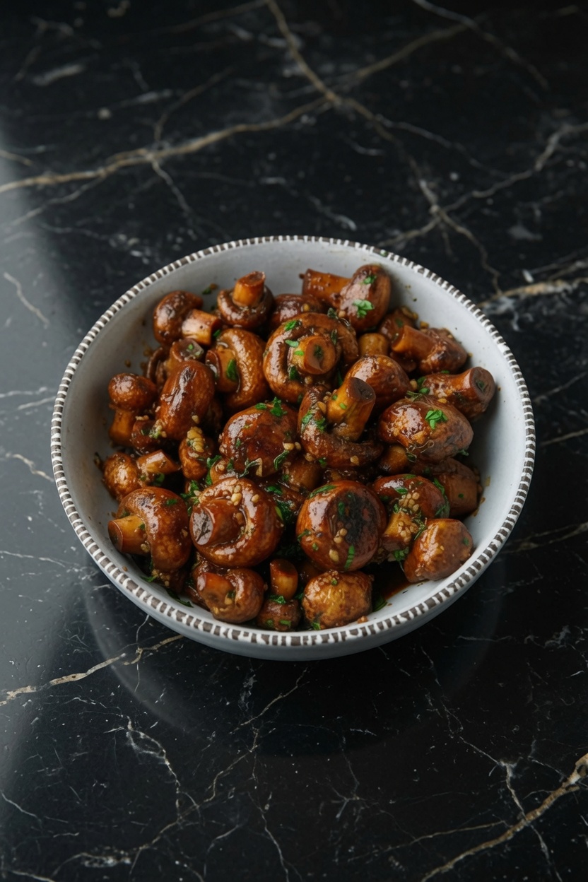 Balsamic Soy Roasted Garlic Mushrooms