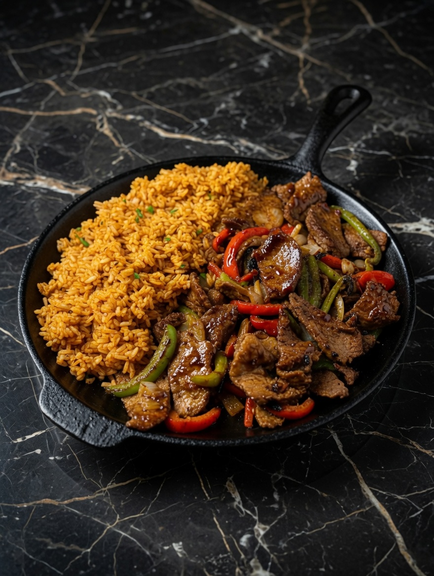 STEAK FAJITAS WITH RICE
