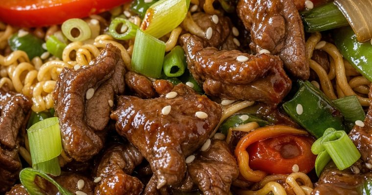 MONGOLIAN BEEF STIR-FRY WITH RAMEN