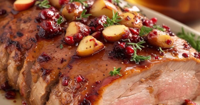 Cranberry Dijon Pork Loin Roast with Apple Cider Glaze