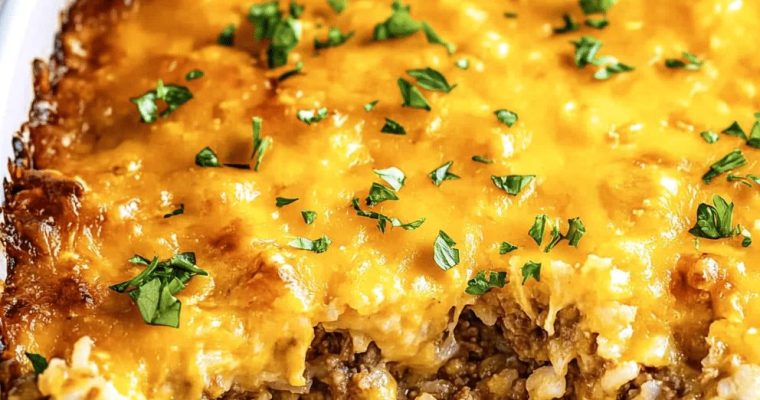 Cheesy Ground Beef and Rice Casserole