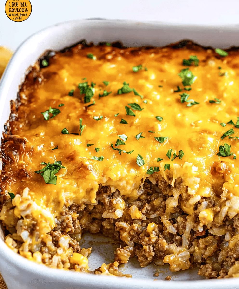 Cheesy Ground Beef and Rice Casserole