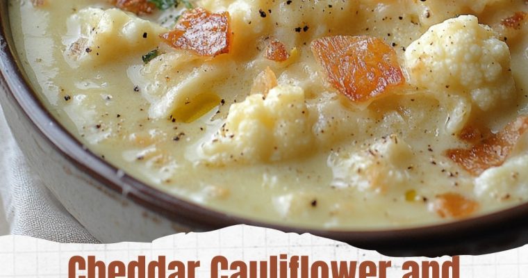 Roasted Garlic and Cheddar Cauliflower Soup