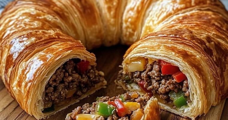 Cheesy Beef Croissant Ring