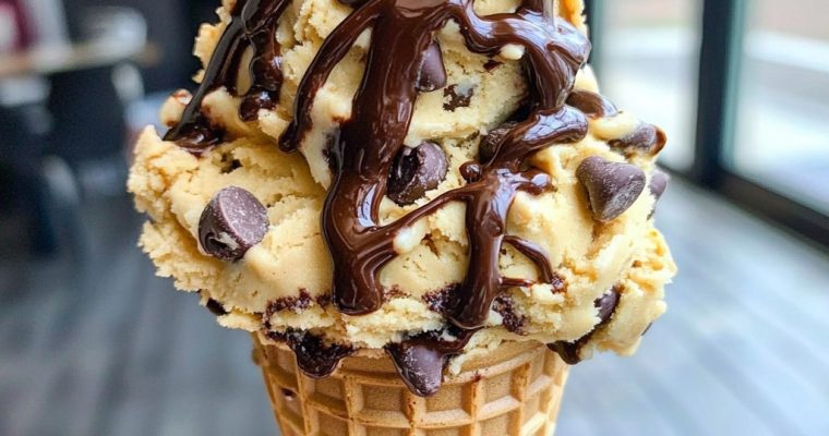 Chocolate Chip Cookie Dough Ice Cream Cone