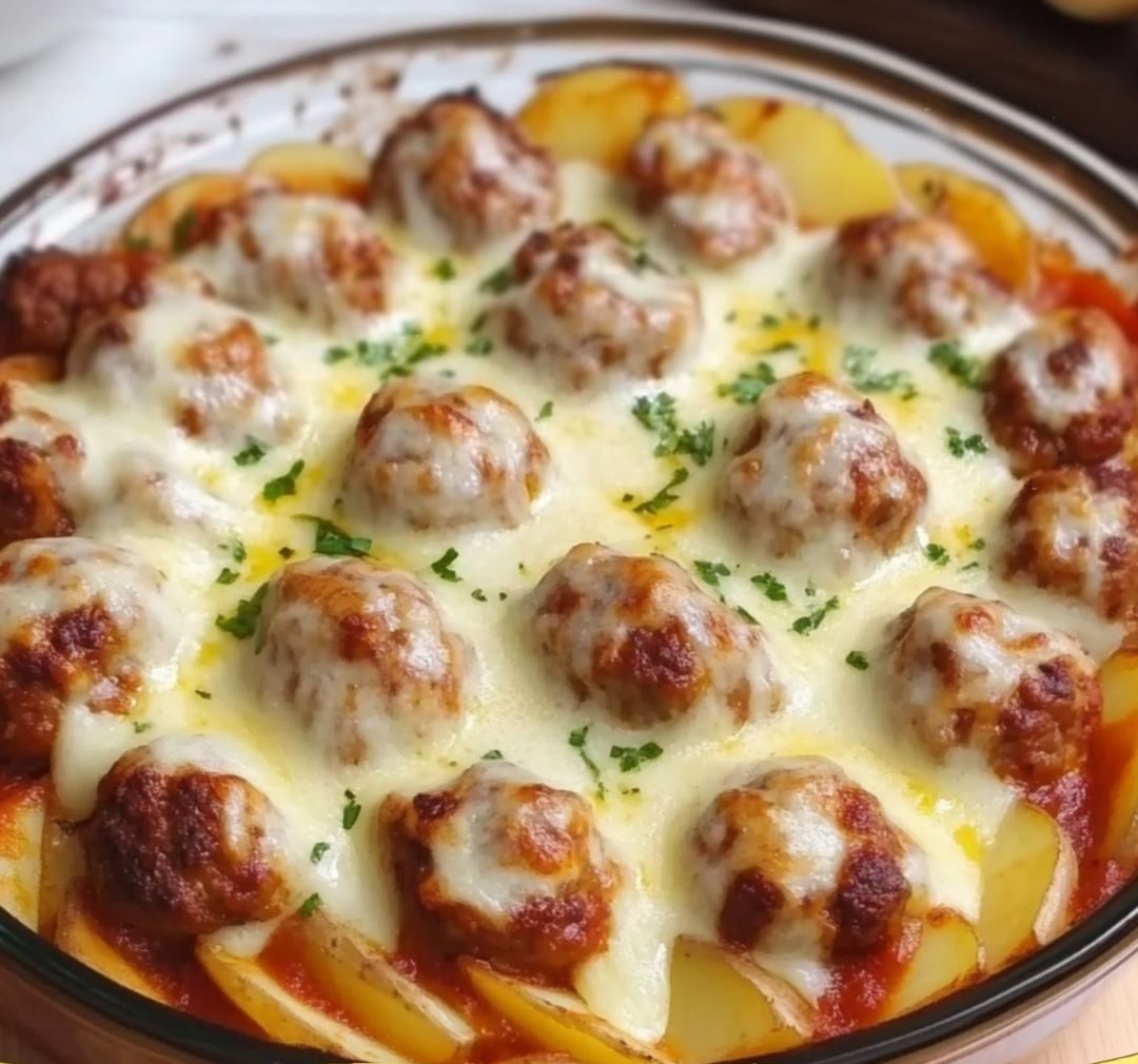 Gratin Potato and Meatballs